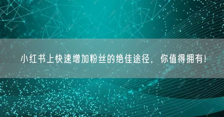 小红书上快速增加粉丝的绝佳途径，你值得拥有！